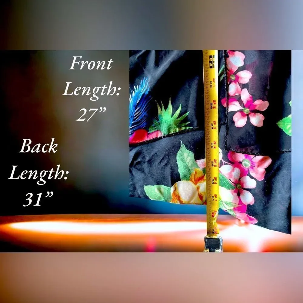 Emory Park l Black floral l Open Kimono l Sheer l Slitted l L l EUC